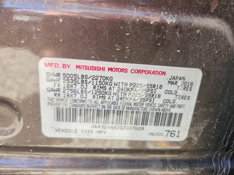 Продажа на аукционе авто 2016 Mitsubishi Outlander, vin: JA4JZ4AX2GZ037628, номер лота: 53421556