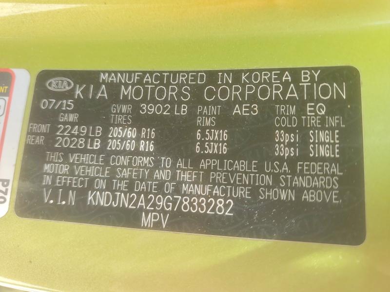 2016 Kia Soul მანქანა იყიდება აუქციონზე, vin: KNDJN2A29G7833282, აუქციონის ნომერი: 53885776