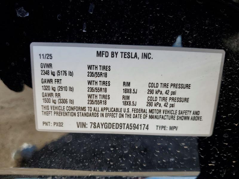 Продажа на аукционе авто 2026 Tesla Model Y, vin: 7SAYGDED9TA594174, номер лота: 54393786