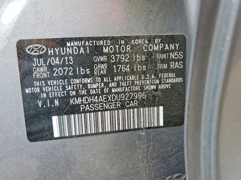 Продажа на аукционе авто 2013 Hyundai Elantra, vin: KMHDH4AEXDU927996, номер лота: 55236806