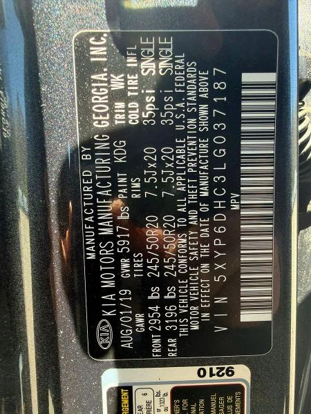Aukcja sprzedaży 2020 Kia Telluride, vin: 5XYP6DHC3LG037187, numer aukcji: 51915026