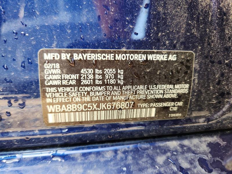 2018 Bmw 330 მანქანა იყიდება აუქციონზე, vin: WBA8B9C5XJK676807, აუქციონის ნომერი: 54888796