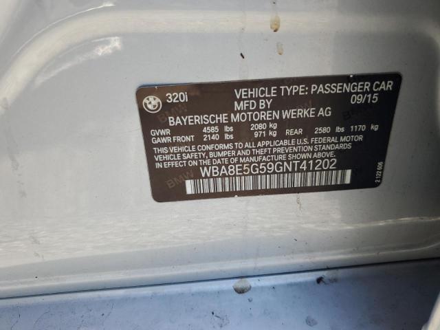 2016 Bmw 320 მანქანა იყიდება აუქციონზე, vin: WBA8E5G59GNT41202, აუქციონის ნომერი: 54410166