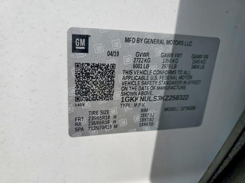 Продажа на аукционе авто 2019 Gmc Acadia, vin: 1GKKNULS3KZ258322, номер лота: 52659426