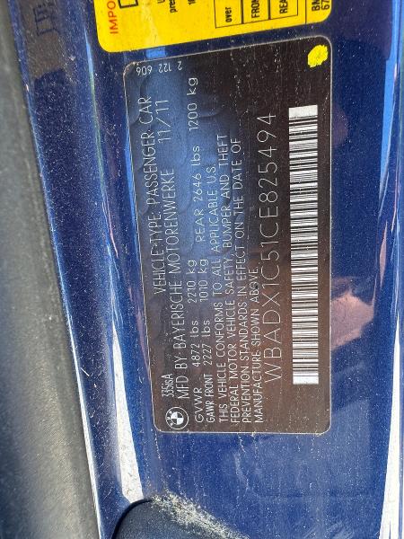 Продажа на аукционе авто 2012 Bmw 335, vin: WBADX1C51CE825494, номер лота: 55075356