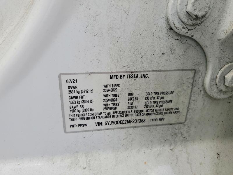 Продаж на аукціоні авто 2021 Tesla Model Y, vin: 5YJYGDEE2MF231368, номер лоту: 55276486