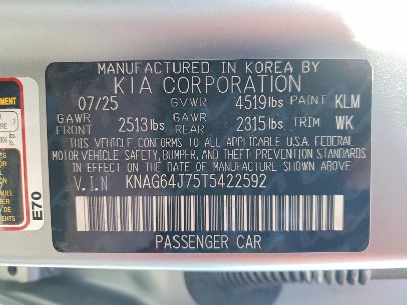 Продаж на аукціоні авто 2026 Kia K5, vin: KNAG64J75T5422592, номер лоту: 53610536