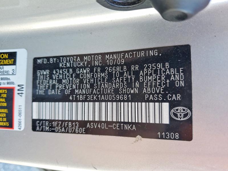 2010 Toyota Camry მანქანა იყიდება აუქციონზე, vin: 4T1BF3EK1AU059681, აუქციონის ნომერი: 52961956