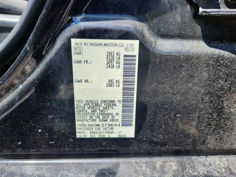 Продажа на аукционе авто 2021 Nissan Altima, vin: 1N4BL4DV2MN379644, номер лота: 52082536