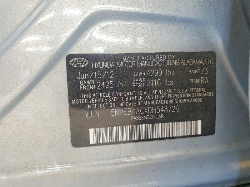 55351016 :رقم المزاد ، 5NPEB4ACXDH548726 vin ، 2013 Hyundai Sonata مزاد بيع