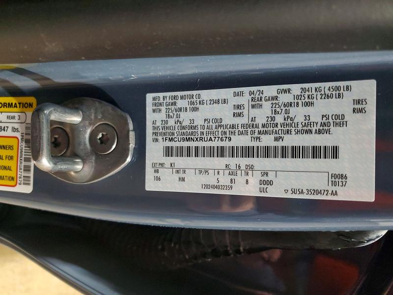 Aukcja sprzedaży 2024 Ford Escape, vin: 1FMCU9MNXRUA77679, numer aukcji: 52349336