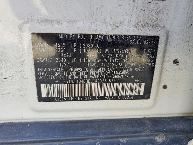 Продажа на аукционе авто 2012 Subaru Outback, vin: 4S4BRBJC4C3271578, номер лота: 54153616