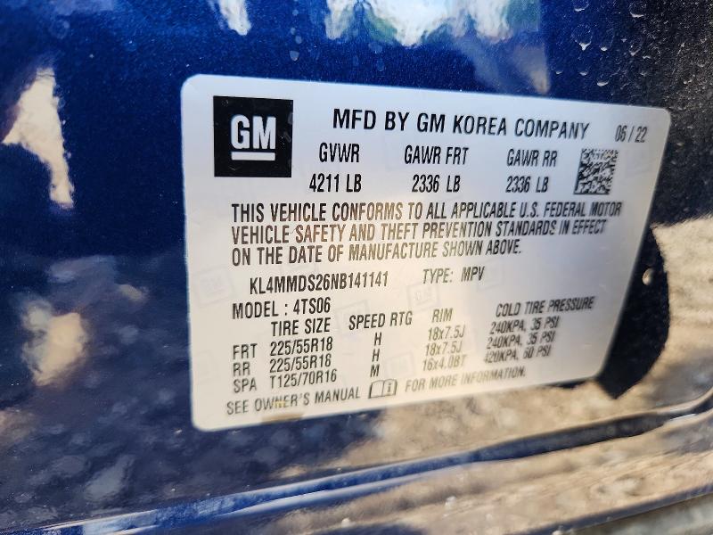 54018396 :رقم المزاد ، KL4MMDS26NB141141 vin ، 2022 Buick Encore Gx مزاد بيع