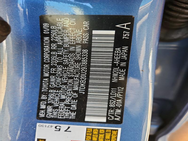 Aukcja sprzedaży 2009 Toyota Prius, vin: JTDKB20U297885338, numer aukcji: 55357406