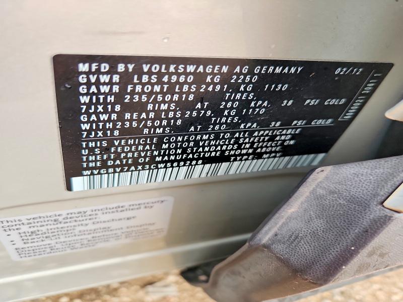 Продаж на аукціоні авто 2012 Volkswagen Tiguan, vin: WVGBV7AX3CW569288, номер лоту: 53823366