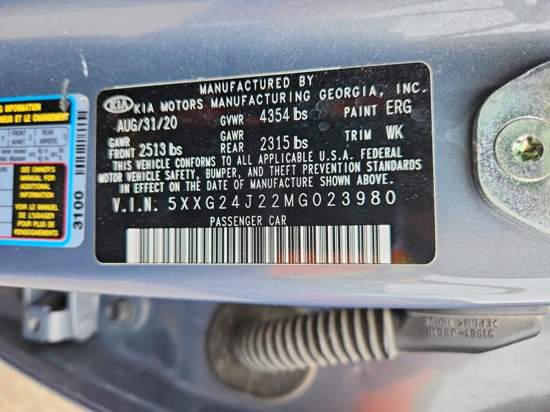 Aukcja sprzedaży 2021 Kia K5, vin: 5XXG24J22MG023980, numer aukcji: 52535416