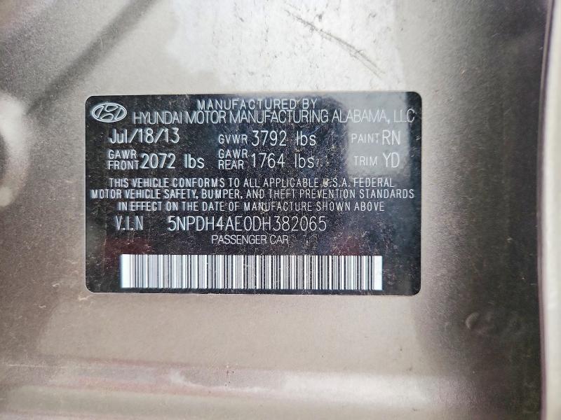 Aukcja sprzedaży 2013 Hyundai Elantra, vin: 5NPDH4AE0DH382065, numer aukcji: 53022406