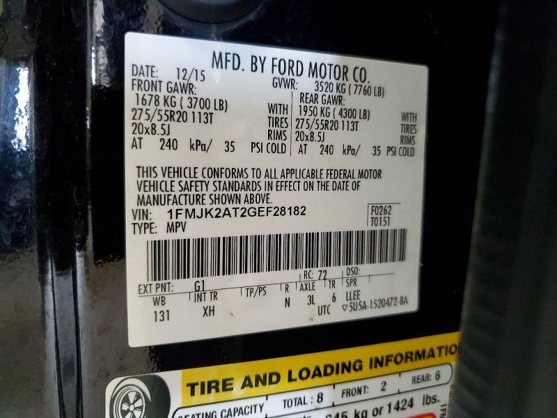 Продаж на аукціоні авто 2016 Ford Expedition, vin: 1FMJK2AT2GEF28182, номер лоту: 54013946