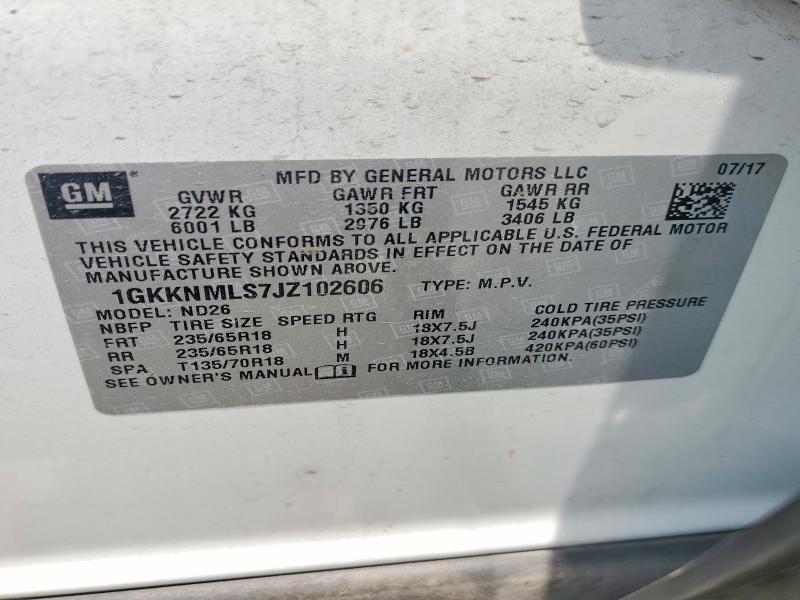 2018 Gmc Acadia მანქანა იყიდება აუქციონზე, vin: 1GKKNMLS7JZ102606, აუქციონის ნომერი: 55173436