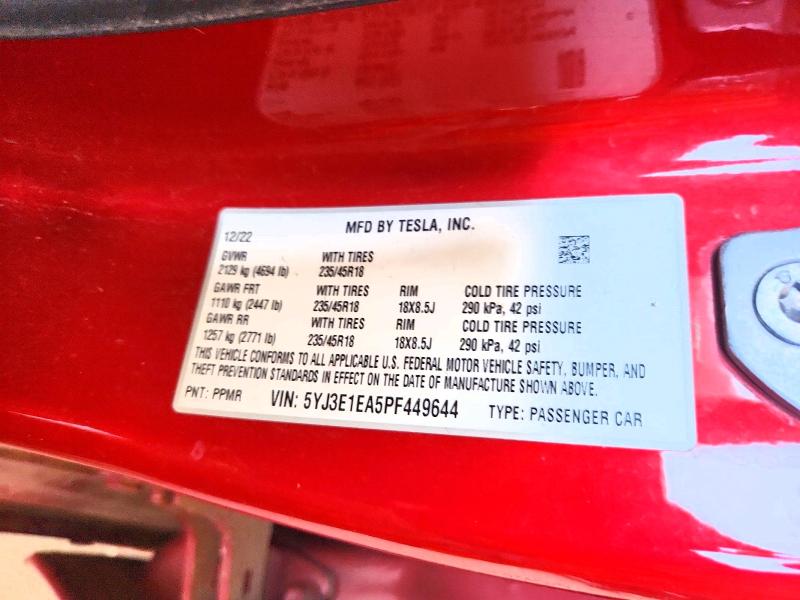Продажа на аукционе авто 2023 Tesla Model 3, vin: 5YJ3E1EA5PF449644, номер лота: 54810806