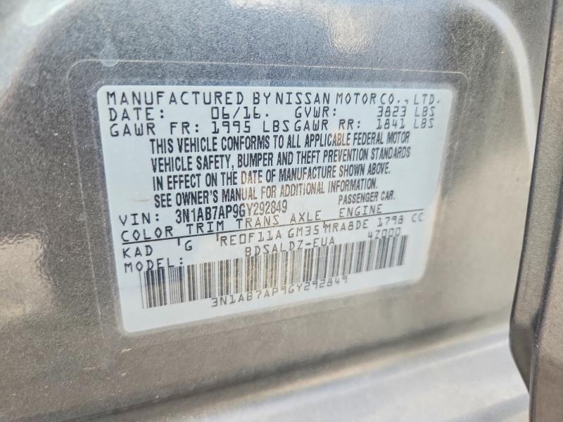 Aukcja sprzedaży 2016 Nissan Sentra, vin: 3N1AB7AP9GY292849, numer aukcji: 53276056