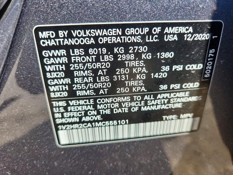 Aukcja sprzedaży 2021 Volkswagen Atlas, vin: 1V2HR2CA1MC555101, numer aukcji: 53525406
