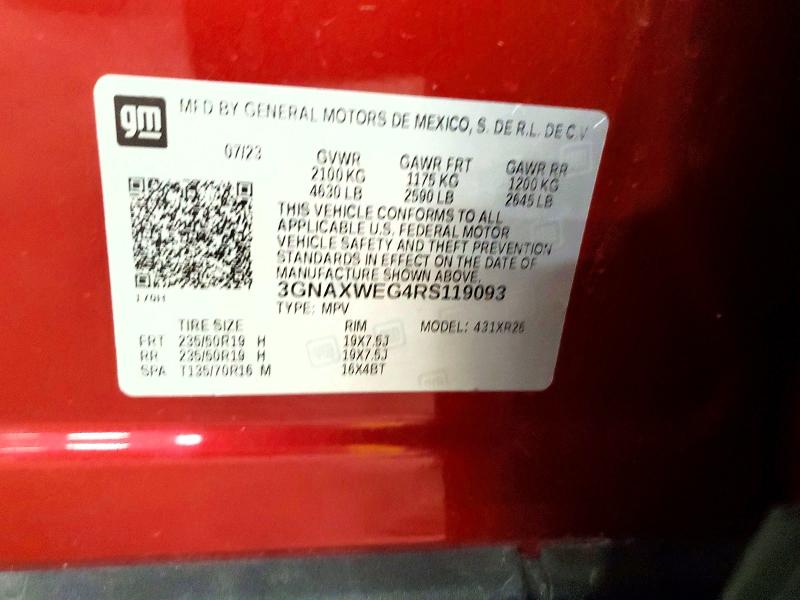 Aukcja sprzedaży 2024 Chevrolet Equinox, vin: 3GNAXWEG4RS119093, numer aukcji: 52581616