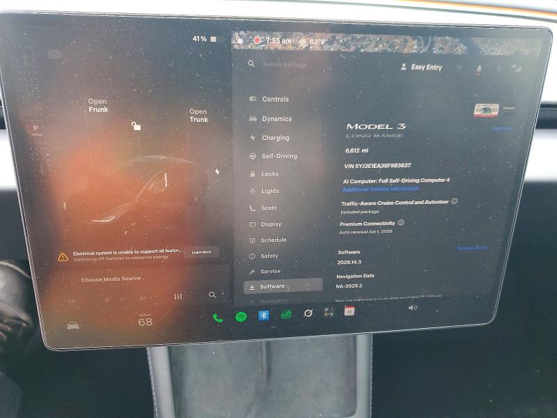 52932516 :رقم المزاد ، 5YJ3E1EA3SF983637 vin ، 2025 Tesla Model 3 مزاد بيع