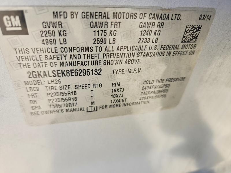 53450716 :رقم المزاد ، 2GKALSEK8E6296132 vin ، 2014 Gmc Terrain مزاد بيع