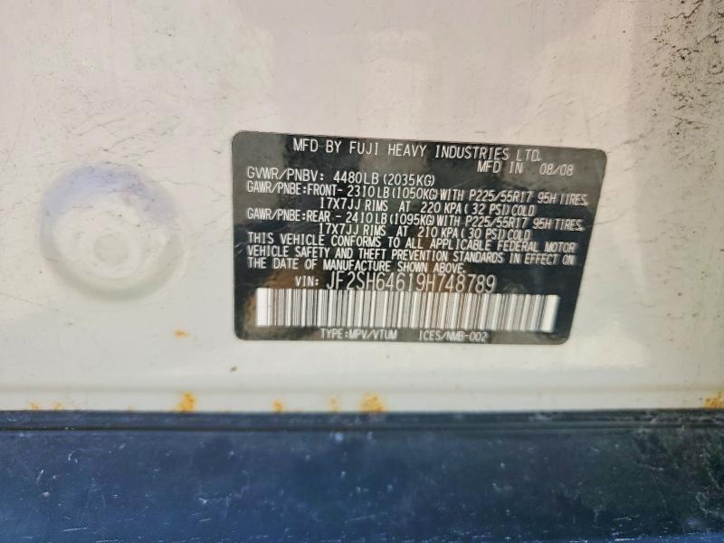 2009 Subaru Forester მანქანა იყიდება აუქციონზე, vin: JF2SH64619H748789, აუქციონის ნომერი: 54851746