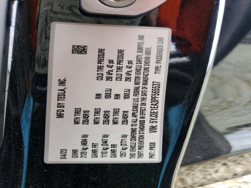 Продажа на аукционе авто 2023 Tesla Model 3, vin: 5YJ3E1EA3PF565537, номер лота: 54726306