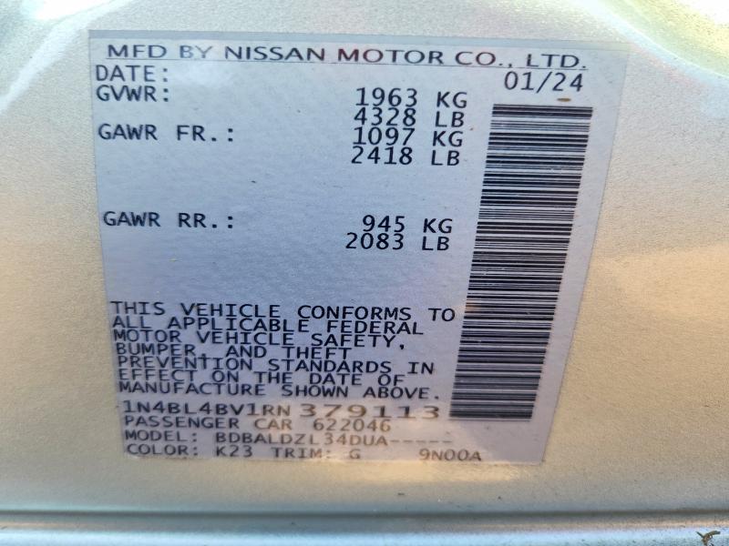 55222286 :رقم المزاد ، 1N4BL4BV1RN379113 vin ، 2024 Nissan Altima مزاد بيع