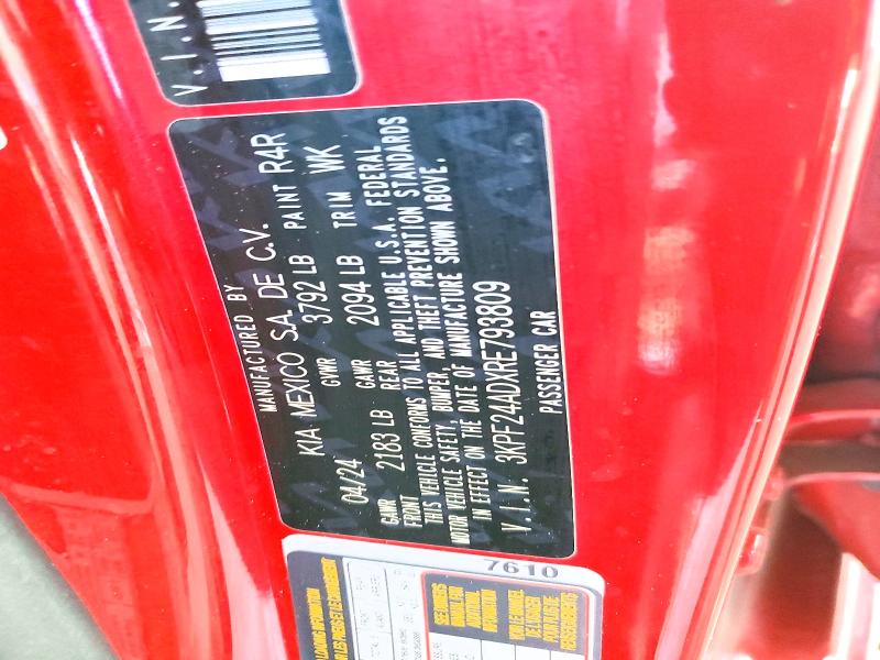 2024 Kia Forte მანქანა იყიდება აუქციონზე, vin: 3KPF24ADXRE793809, აუქციონის ნომერი: 55004926