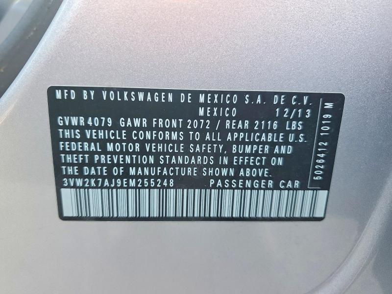 2014 Volkswagen Jetta მანქანა იყიდება აუქციონზე, vin: 3VW2K7AJ9EM255248, აუქციონის ნომერი: 51955796