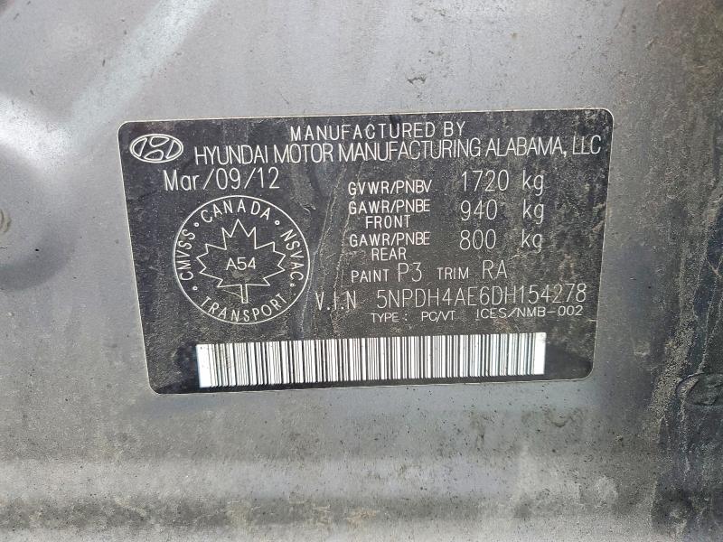 Aukcja sprzedaży 2013 Hyundai Elantra, vin: 5NPDH4AE6DH154278, numer aukcji: 52724996