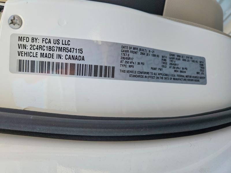 Продаж на аукціоні авто 2021 Chrysler Pacifica, vin: 2C4RC1BG7MR547115, номер лоту: 51787816