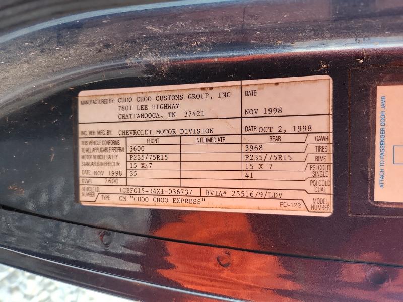Продажа на аукционе авто 1999 Chevrolet Express G1500, vin: 1GBFG15R4X1036737, номер лота: 53731266