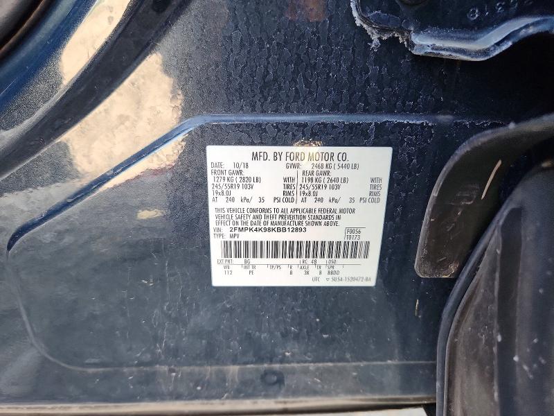 Aukcja sprzedaży 2019 Ford Edge, vin: 2FMPK4K98KBB12893, numer aukcji: 54395946