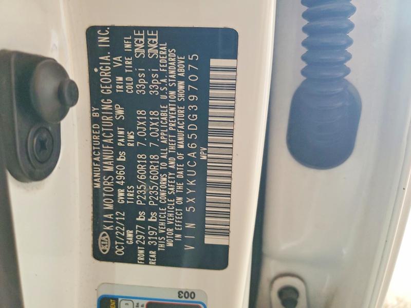 52488326 :رقم المزاد ، 5XYKUCA65DG397075 vin ، 2013 Kia Sorento مزاد بيع
