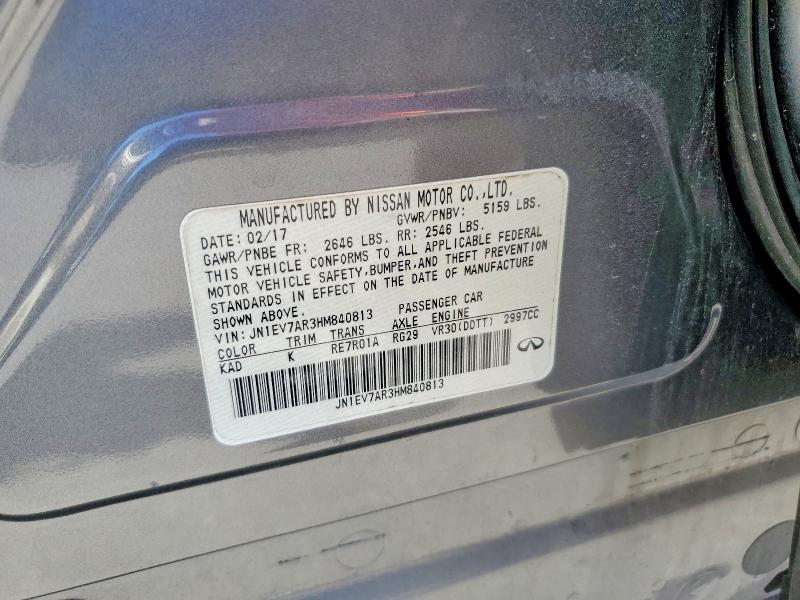 52905476 :رقم المزاد ، JN1EV7AR3HM840813 vin ، 2017 Infiniti Q50 مزاد بيع