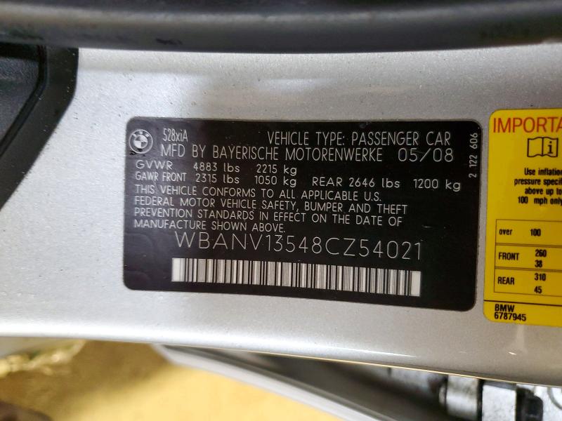 Продажа на аукционе авто 2008 Bmw 528, vin: WBANV13548CZ54021, номер лота: 55319256