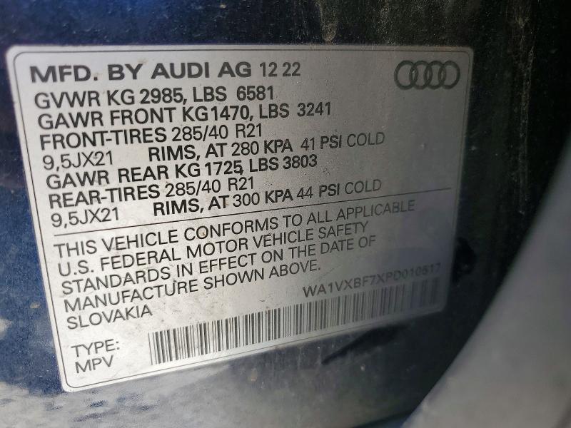 Продажа на аукционе авто 2023 Audi Q7, vin: WA1VXBF7XPD010517, номер лота: 52176656