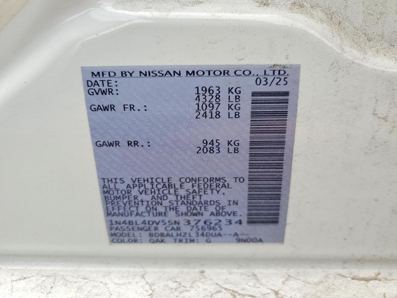 54985726 :رقم المزاد ، 1N4BL4DV5SN376234 vin ، 2025 Nissan Altima مزاد بيع