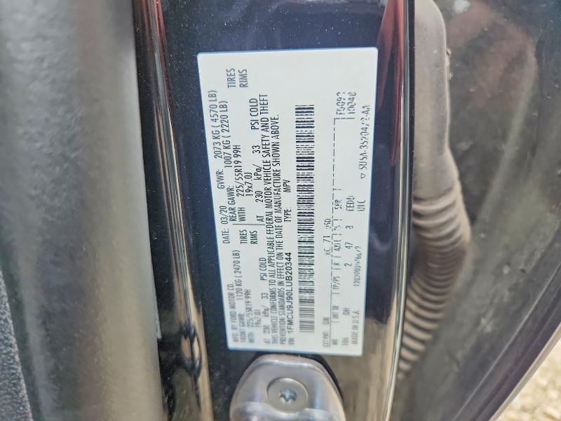 54534336 :رقم المزاد ، 1FMCU9J90LUB20344 vin ، 2020 Ford Escape مزاد بيع