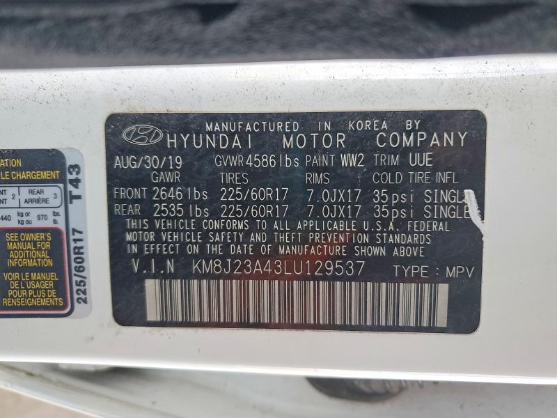 Продаж на аукціоні авто 2020 Hyundai Tucson, vin: KM8J23A43LU129537, номер лоту: 53220456