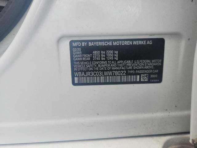 Aukcja sprzedaży 2020 Bmw 530, vin: WBAJR3C03LWW78022, numer aukcji: 53163456