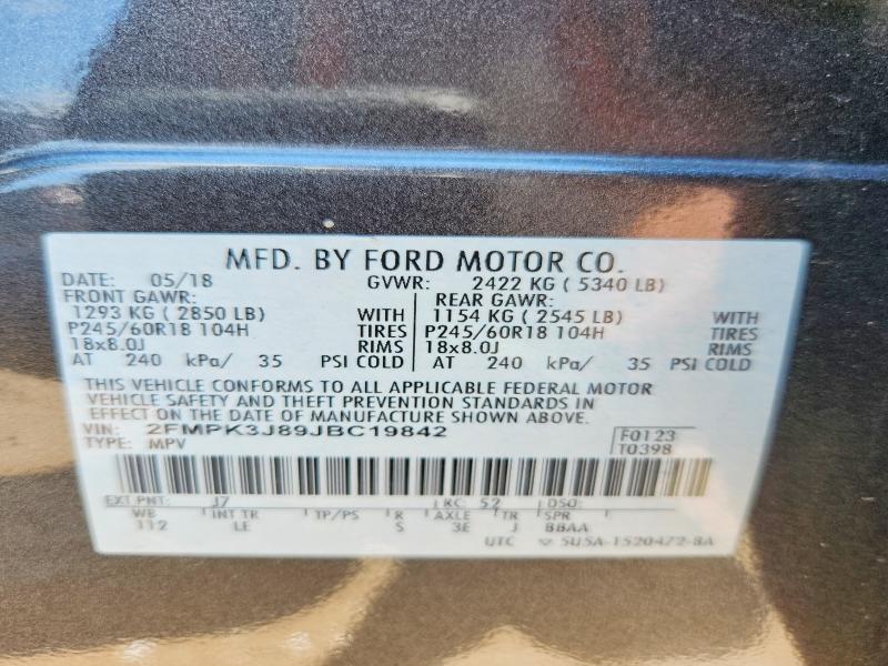 Aukcja sprzedaży 2018 Ford Edge, vin: 2FMPK3J89JBC19842, numer aukcji: 53530436