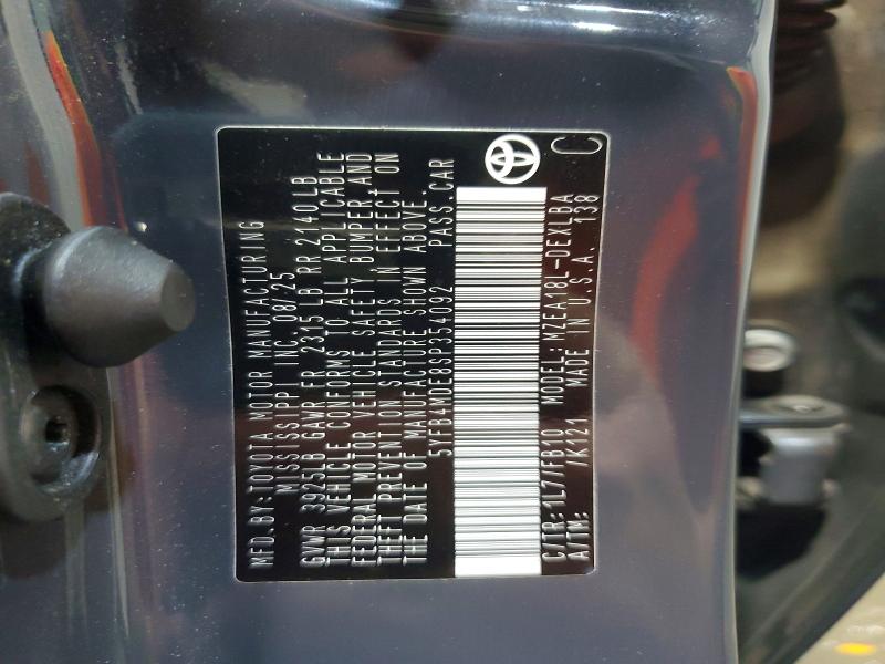 55054166 :رقم المزاد ، 5YFB4MDE8SP354092 vin ، 2025 Toyota Corolla مزاد بيع