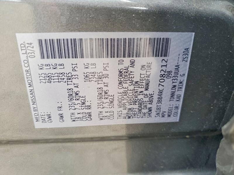 Продажа на аукционе авто 2024 Nissan Rogue, vin: 5N1BT3BB4RC708212, номер лота: 54461306