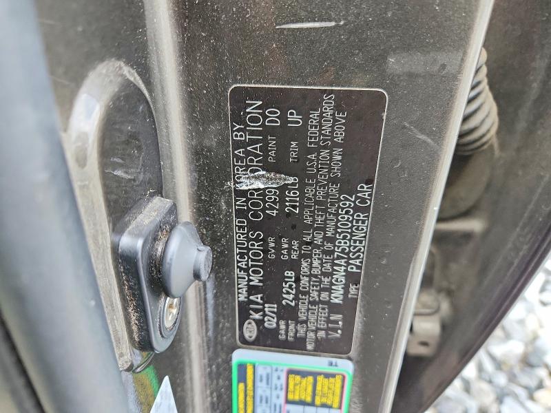 Aukcja sprzedaży 2011 Kia Optima, vin: KNAGN4A75B5109592, numer aukcji: 52927116